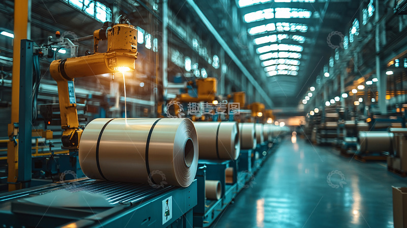 高清大图下载【趣麦麦图】金属卷轴在生产线上
