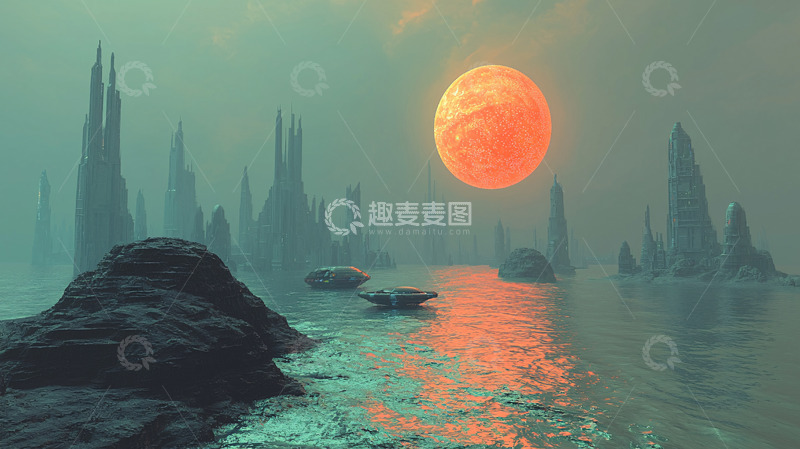 高清大图下载【趣麦麦图】奇幻星球夜景