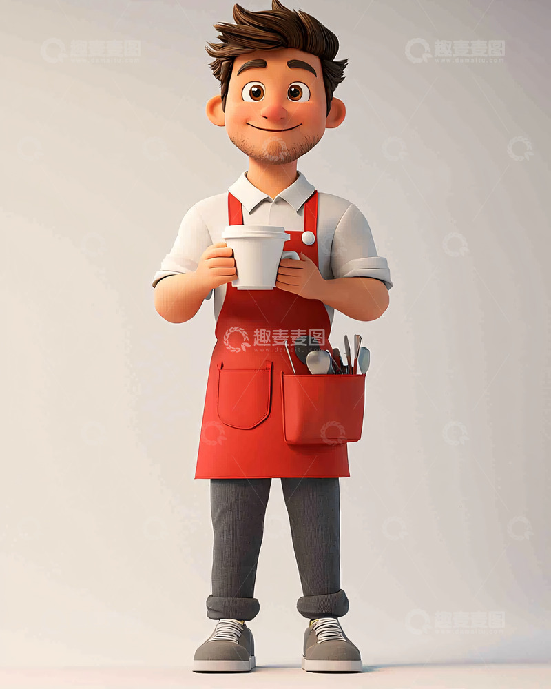 高清大图下载【趣麦麦图】卡通咖啡师