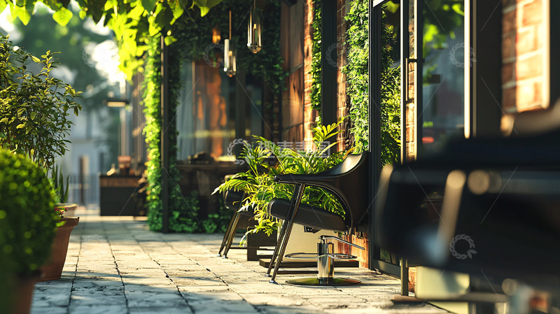 高清大图下载【趣麦麦图】绿植环绕的阳光街道