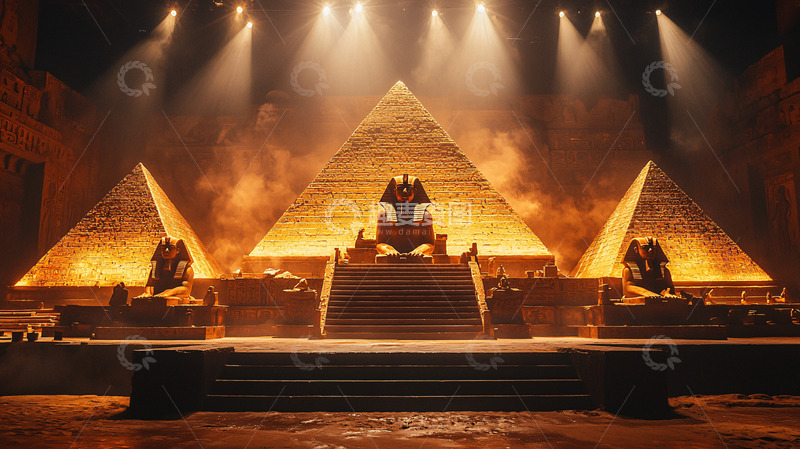 高清大图下载【趣麦麦图】金色金字塔舞台场景