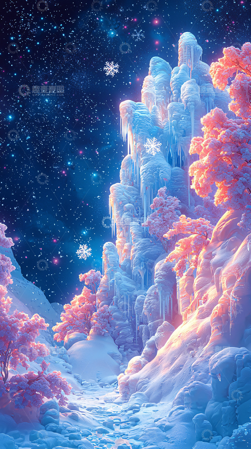 高清大图下载【趣麦麦图】梦幻冰雪峡谷