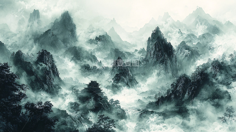 高清大图下载【趣麦麦图】水墨山水画34