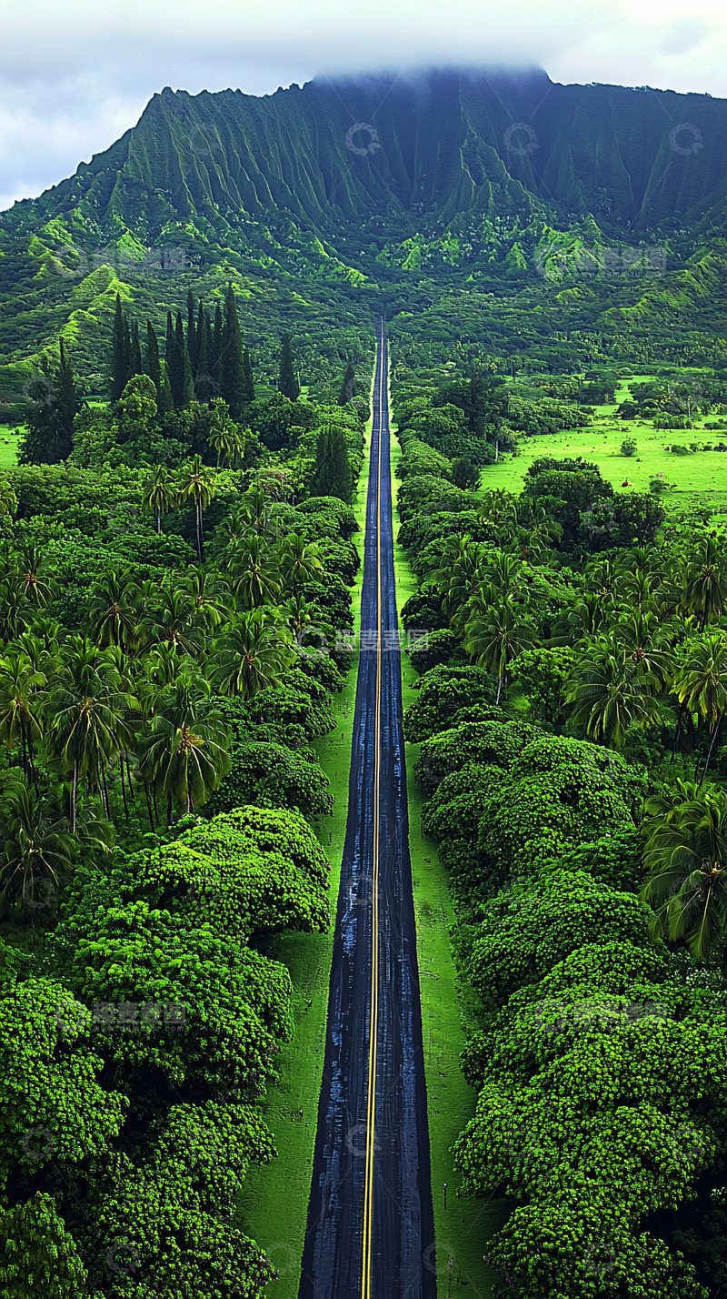 高清大图下载【趣麦麦图】绿树成荫的公路