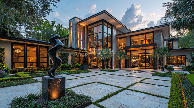 高清大图下载【趣麦麦图】现代风格豪宅夜景