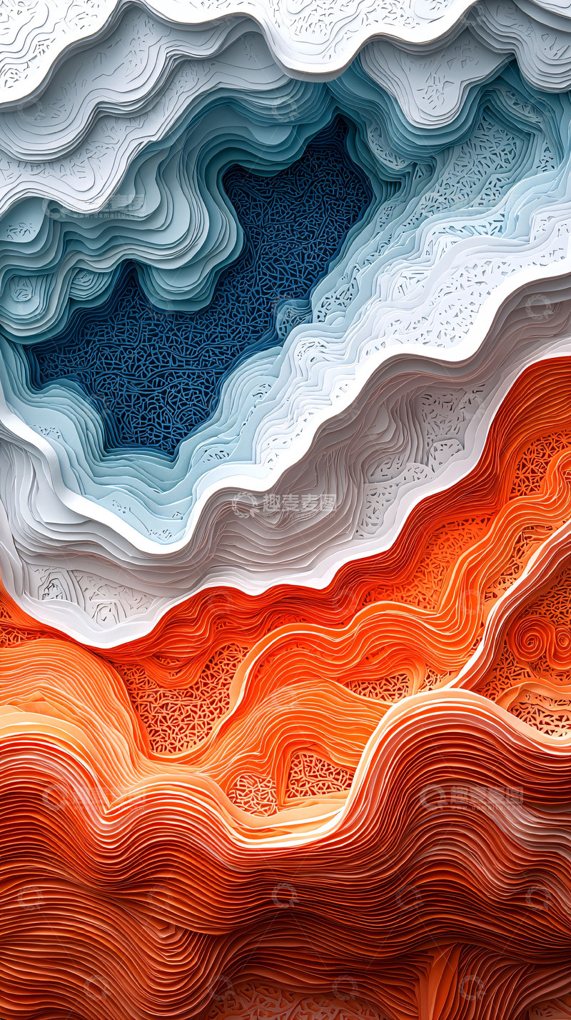 高清大图下载【趣麦麦图】多层纹理波浪艺术