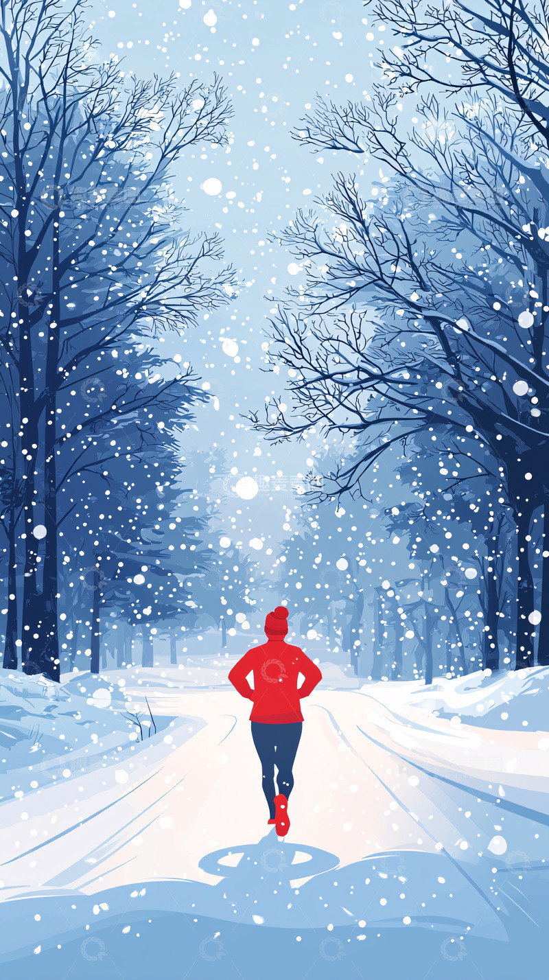 高清大图下载【趣麦麦图】冬日跑步