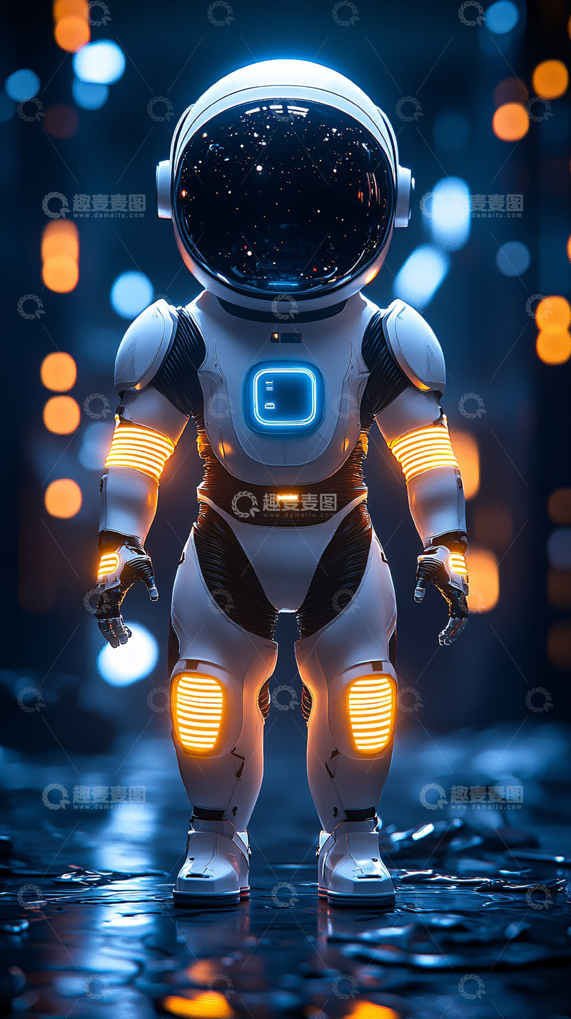 高清大图下载【趣麦麦图】太空宇航员机器人