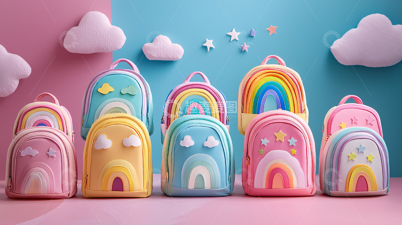 高清大图下载【趣麦麦图】彩虹儿童背包