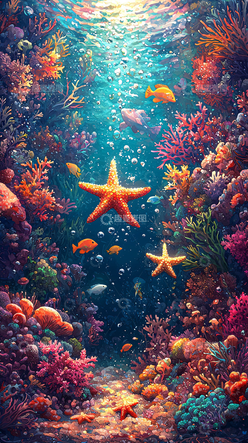 高清大图下载【趣麦麦图】水下珊瑚礁生机勃勃