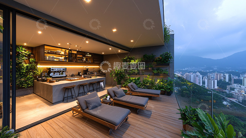 高清大图下载【趣麦麦图】现代风格空中花园露台