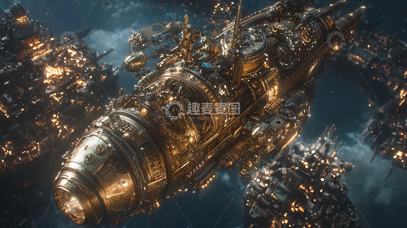 高清大图下载【趣麦麦图】-蒸汽朋克飞船