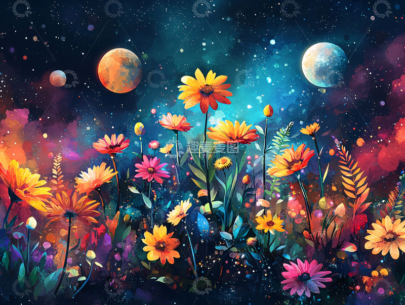 高清大图下载【趣麦麦图】宇宙花田
