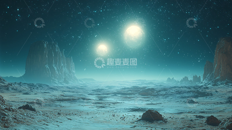 高清大图下载【趣麦麦图】双星环绕下的奇异星球