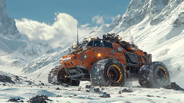 未来感越野车雪山