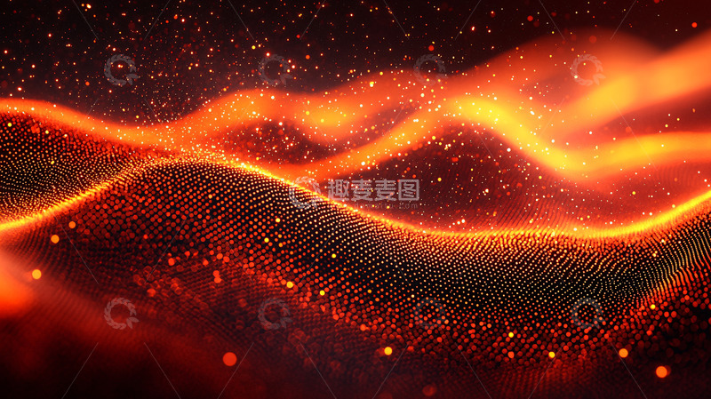 高清大图下载【趣麦麦图】暗红色粒子波浪背景