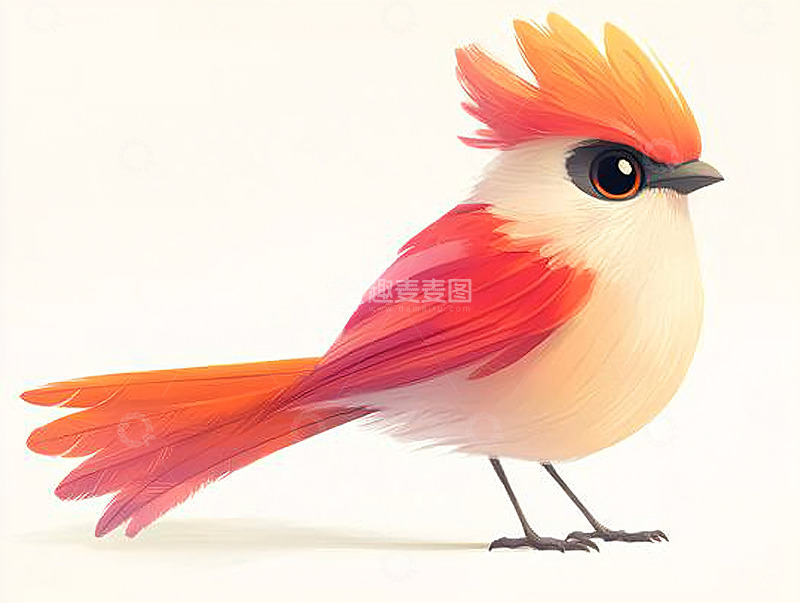 高清大图下载【趣麦麦图】可爱的红白色小鸟