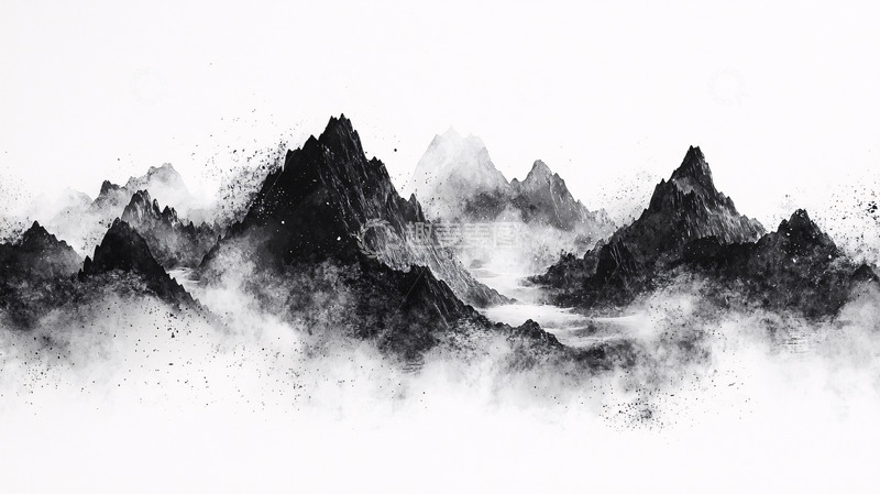 高清大图下载【趣麦麦图】水墨画山峰