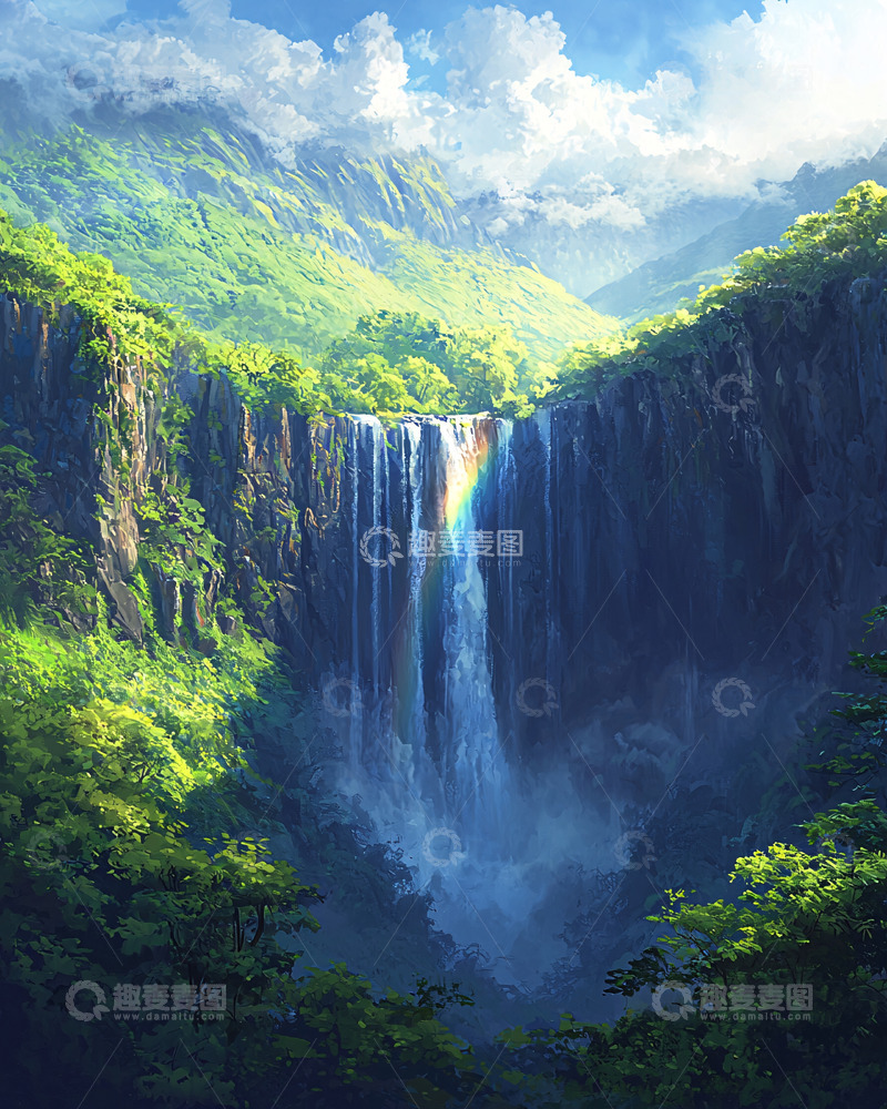 高清大图下载【趣麦麦图】壮丽瀑布