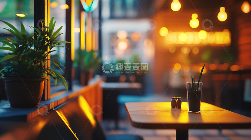 高清大图下载【趣麦麦图】夜晚咖啡馆街景