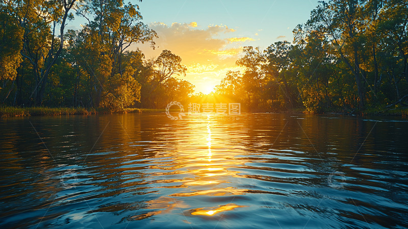 高清大图下载【趣麦麦图】日落河景