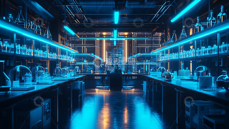 高清大图下载【趣麦麦图】科幻实验室夜景