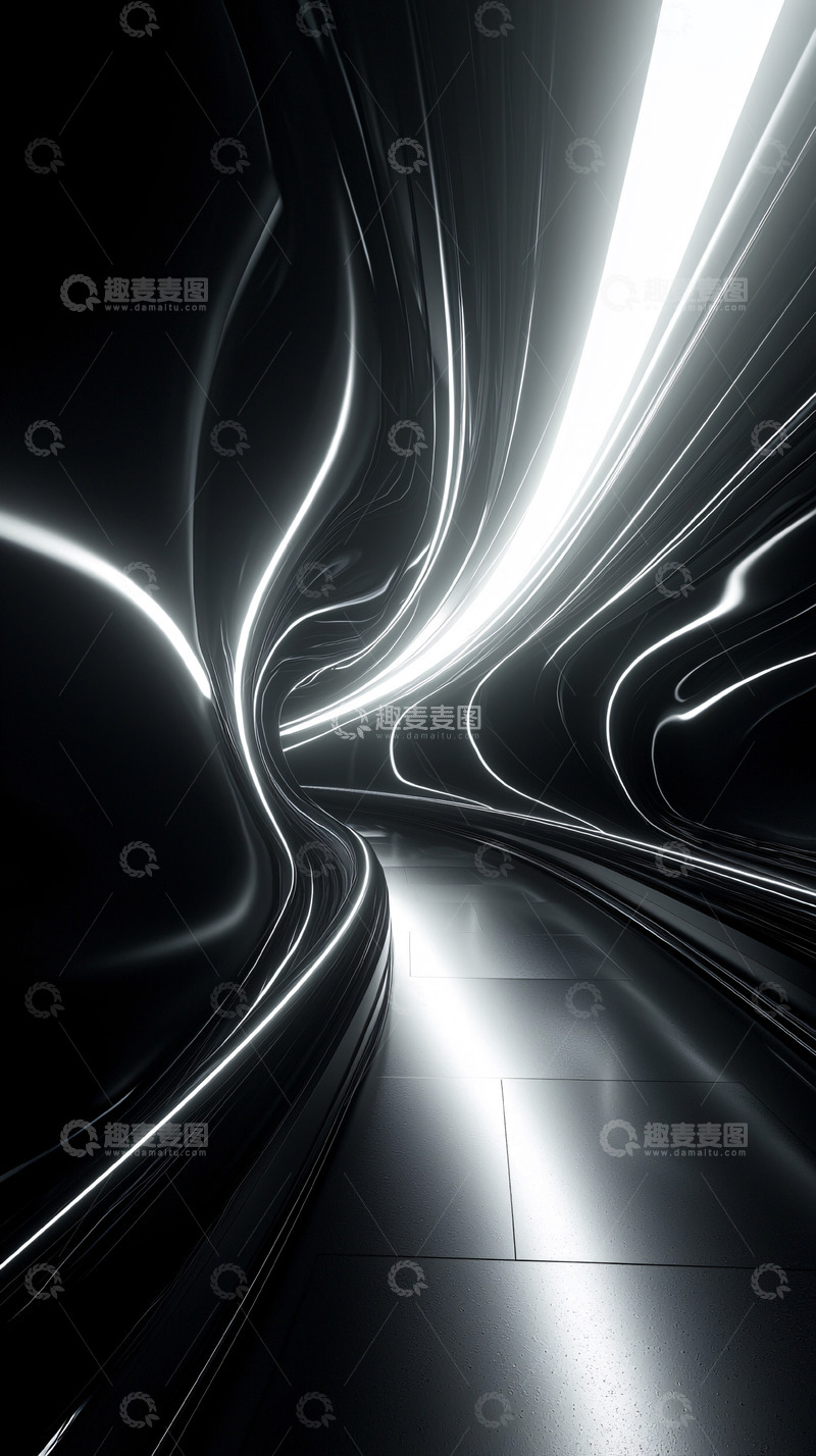 高清大图下载【趣麦麦图】抽象黑色光线通道