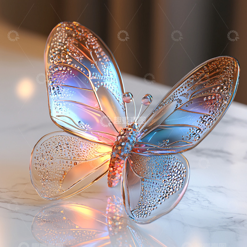 高清大图下载【趣麦麦图】透明蝴蝶摆件