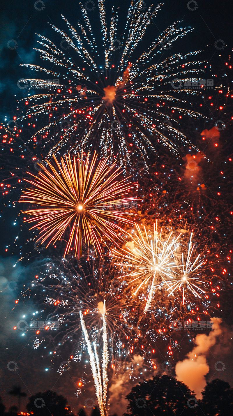 高清大图下载【趣麦麦图】绚丽多彩的夜空烟火