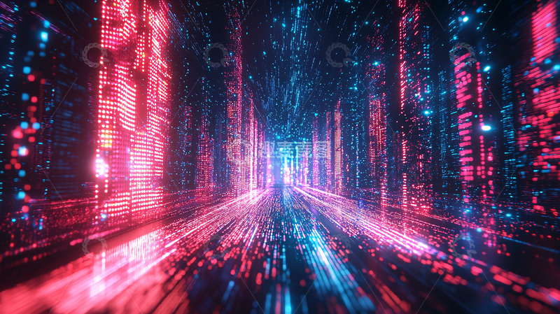 高清大图下载【趣麦麦图】数字赛博朋克通道