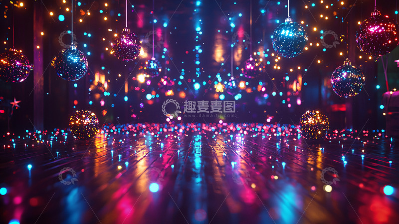 高清大图下载【趣麦麦图】炫彩霓虹灯舞池背景