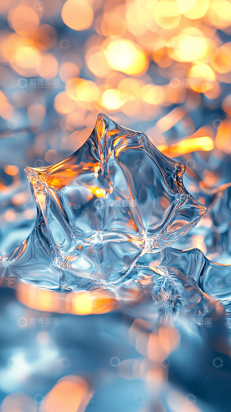 高清大图下载【趣麦麦图】冰块在光晕背景下特写