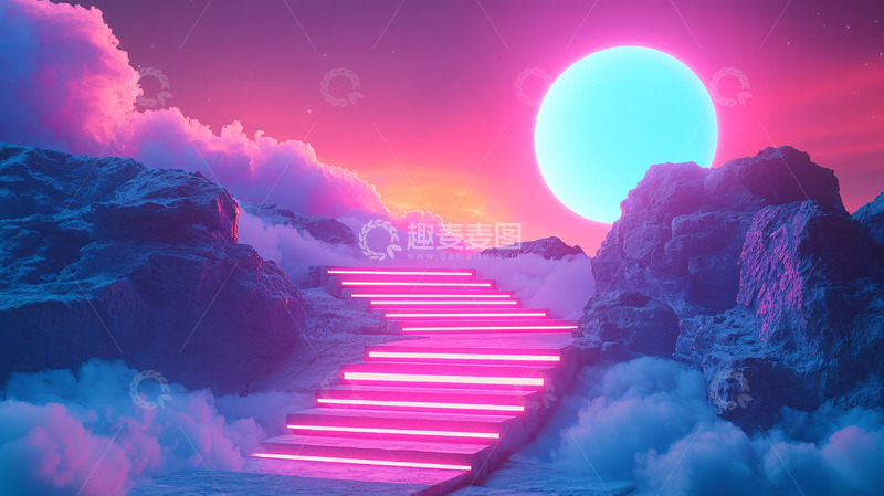 高清大图下载【趣麦麦图】粉色阶梯