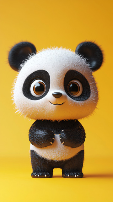 呆萌卡通小熊猫