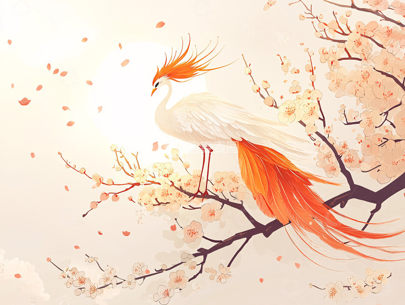 高清大图下载【趣麦麦图】唯美白凤栖落枝头