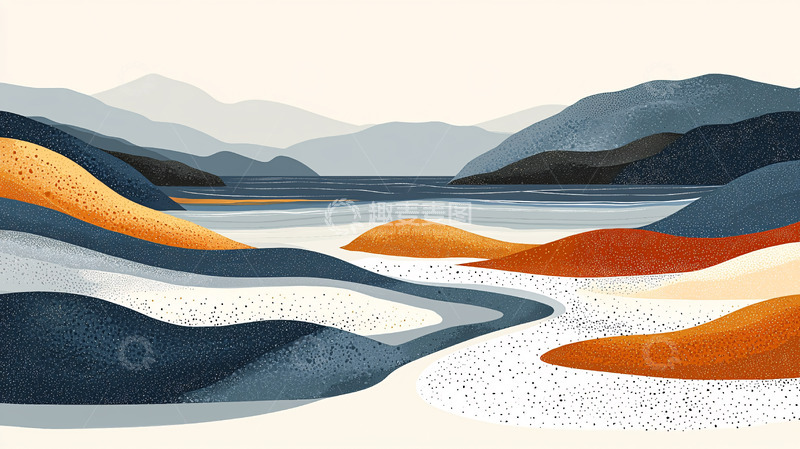 高清大图下载【趣麦麦图】山水湖泊的艺术抽象画