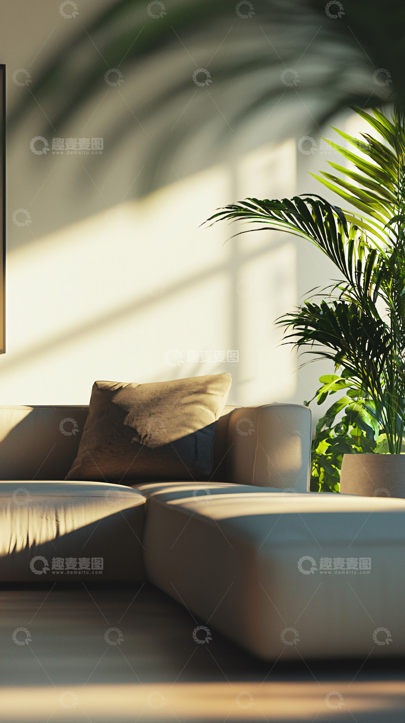 高清大图下载【趣麦麦图】阳光洒进客厅的沙发