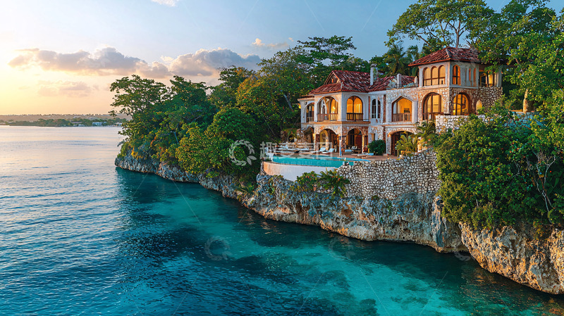 高清大图下载【趣麦麦图】海边悬崖上的豪华别墅