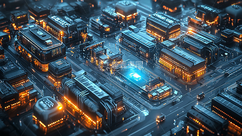 高清大图下载【趣麦麦图】未来城市夜景鸟瞰图