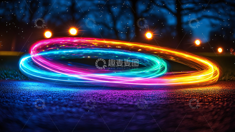 高清大图下载【趣麦麦图】夜光环形灯轨迹