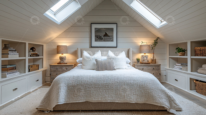 高清大图下载【趣麦麦图】阁楼卧室白色基调