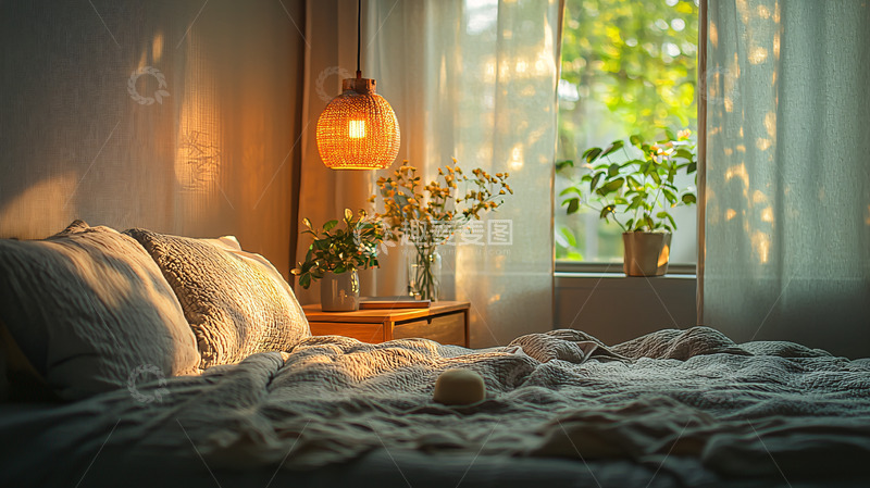 高清大图下载【趣麦麦图】温馨卧室阳光洒入