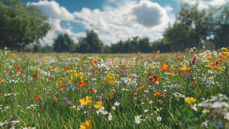 高清大图下载【趣麦麦图】阳光下的野花田