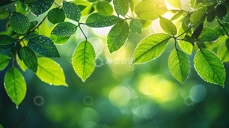 高清大图下载【趣麦麦图】阳光下的绿叶