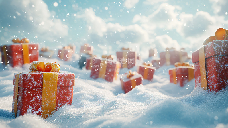 高清大图下载【趣麦麦图】雪地里的圣诞礼物