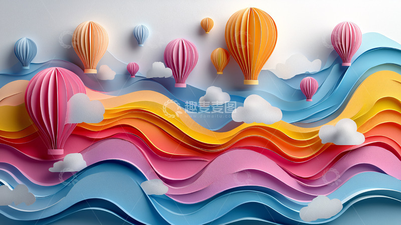 高清大图下载【趣麦麦图】彩色热气球