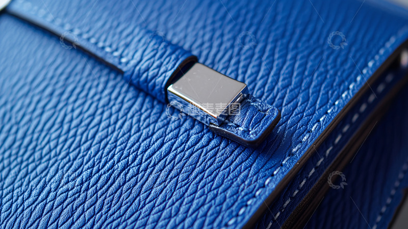 高清大图下载【趣麦麦图】蓝色皮革钱包细节