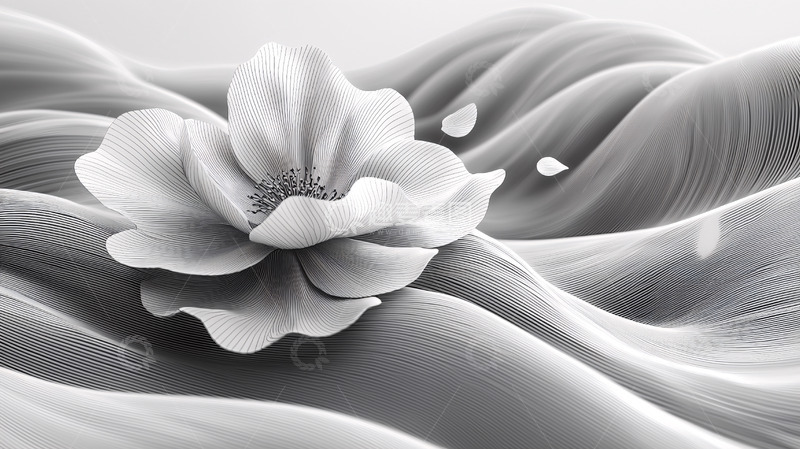 高清大图下载【趣麦麦图】黑白花朵