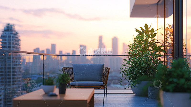 高清大图下载【趣麦麦图】阳台夜景
