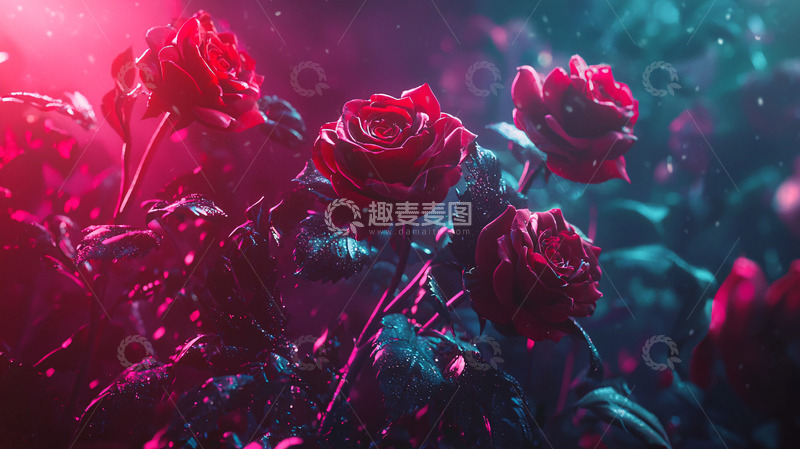高清大图下载【趣麦麦图】暗夜红玫瑰